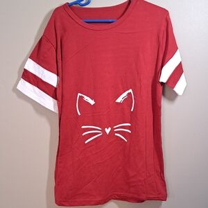 Red Cat Face Kids T-Shirt